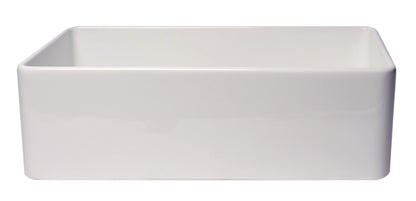 ALFI brand ABF3318S Smooth Apron 33" x 18" Single Bowl Fireclay Farm Sink