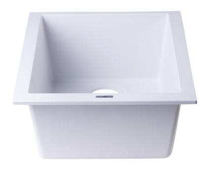 ALFI brand AB1720UM 17" Undermount Rectangular Granite Composite Kitchen Prep Sink