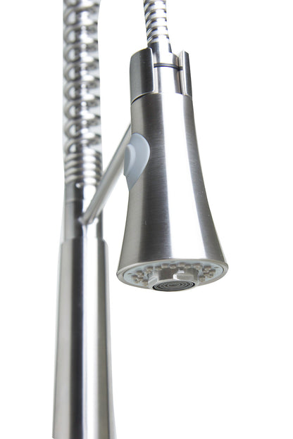 ALFI brand  AB2039S Solid Stainless Steel Commercial Spring Kitchen Faucet with Pull Down Shower Spray
