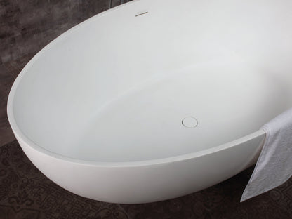 ALFI brand  AB9941 67" White Oval Solid Surface Smooth Resin Soaking Bathtub
