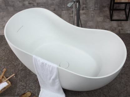 ALFI brand  AB9949 66" White Solid Surface Smooth Resin Soaking Bathtub