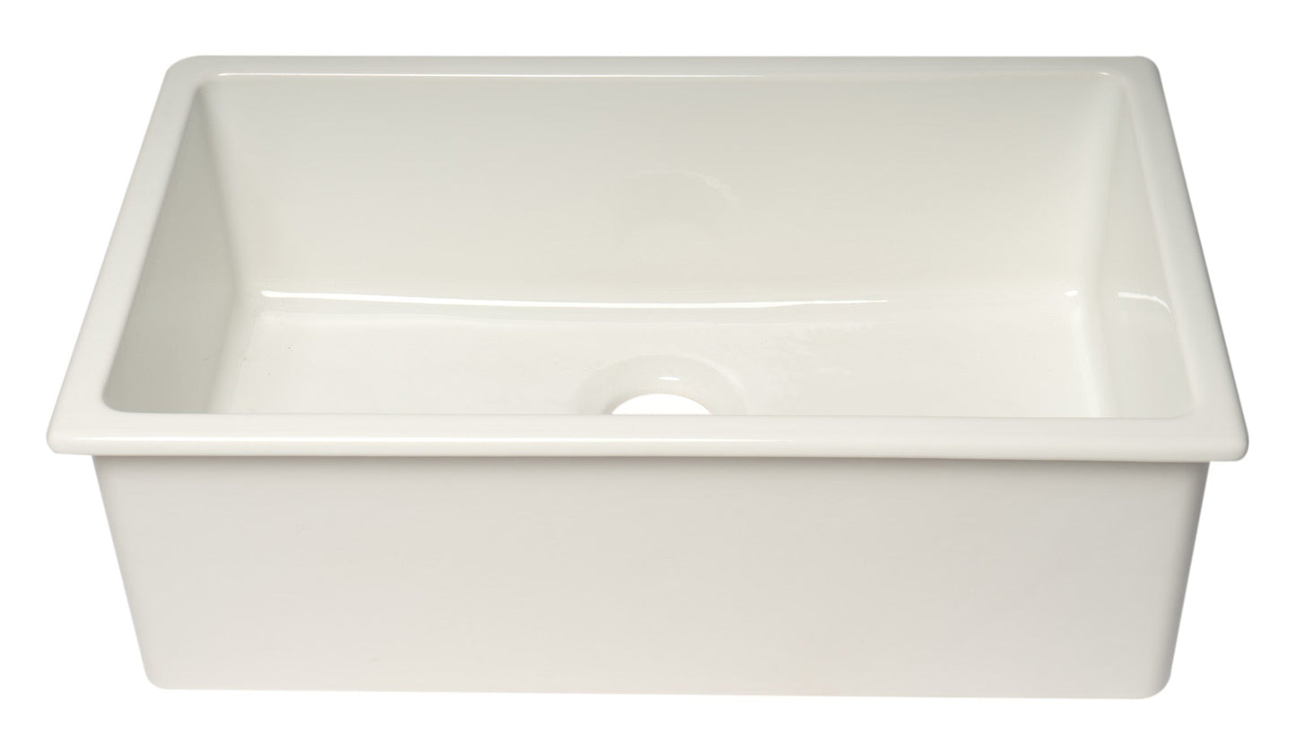 ALFI brand AB3018UD 30" x 18" Fireclay Undermount / Drop In Fireclay Kitchen Sink