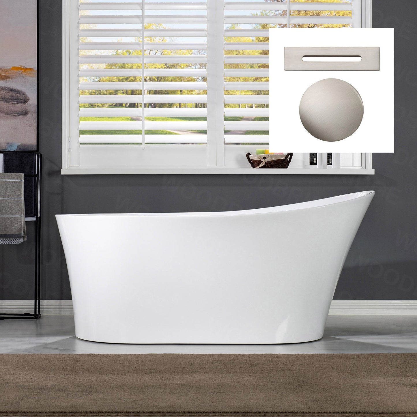 WOODBRIDGE 67" Acrylic Freestanding Bathtub Contemporary Soaking Tub
