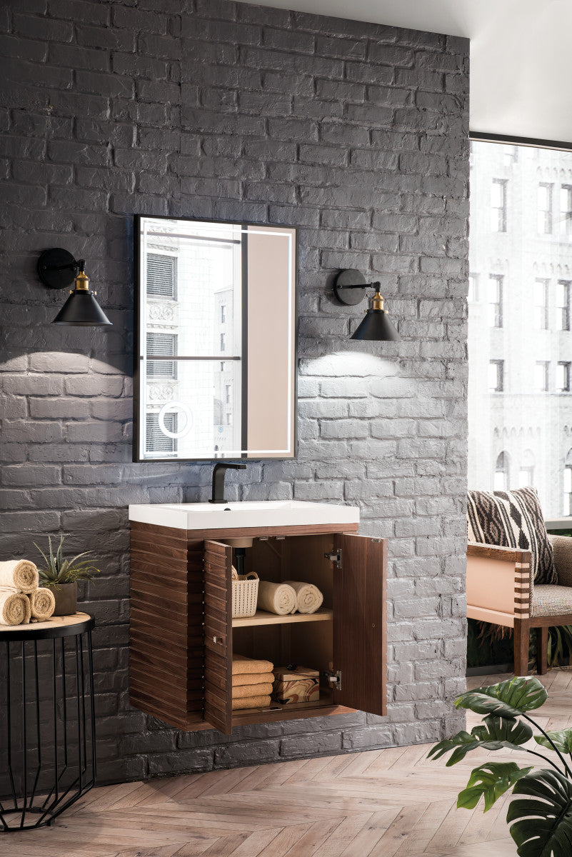 Linden 24" Single Vanity with White Glossy Composite Stone Top