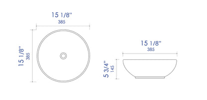 ALFI brand  ABC905 White 15" Round Vessel Bowl Above Mount Ceramic Sink