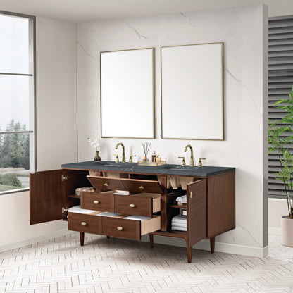 Amberly 72" Double Vanity Cabinet, Mid-Century Walnut
