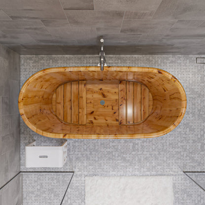 ALFI brand  AB1105 63" Free Standing Cedar Wooden Bathtub