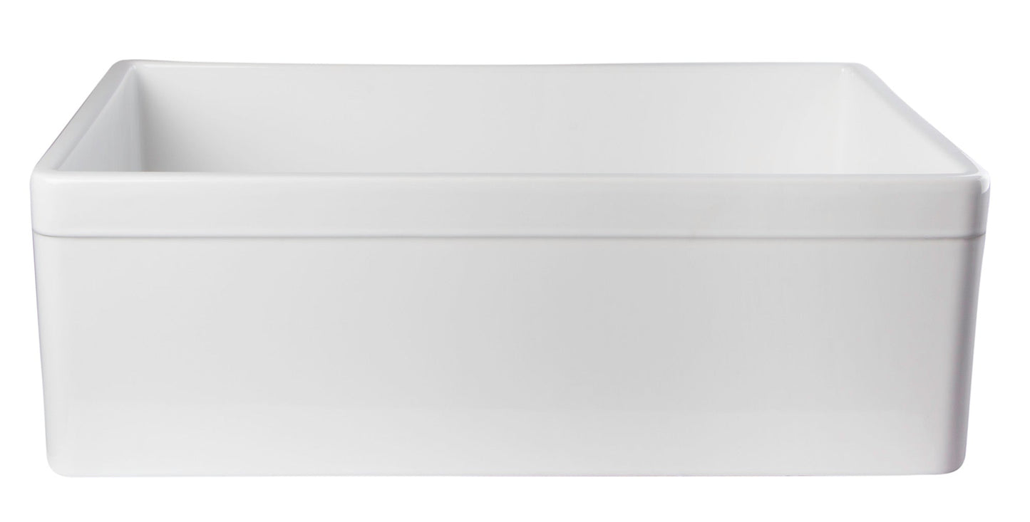 ALFI brand AB511 AB511-W White 30" Decorative Lip Apron Single Bowl Fireclay Farmhouse Kitchen Sink