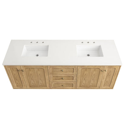 Laurent 72" Double Vanity Cabinet, Light Natural Oak