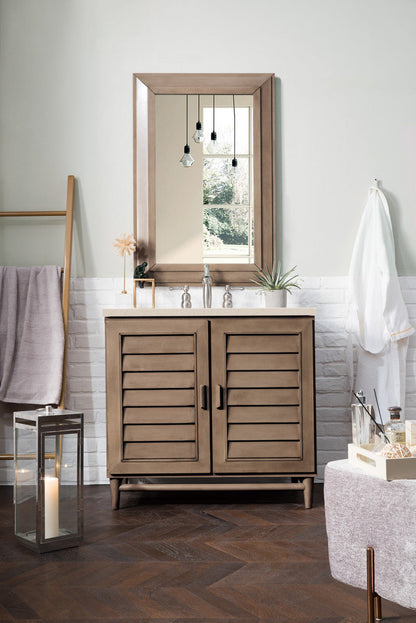 Portland 36" Single Vanity Cabinet, Whitewashed Walnut