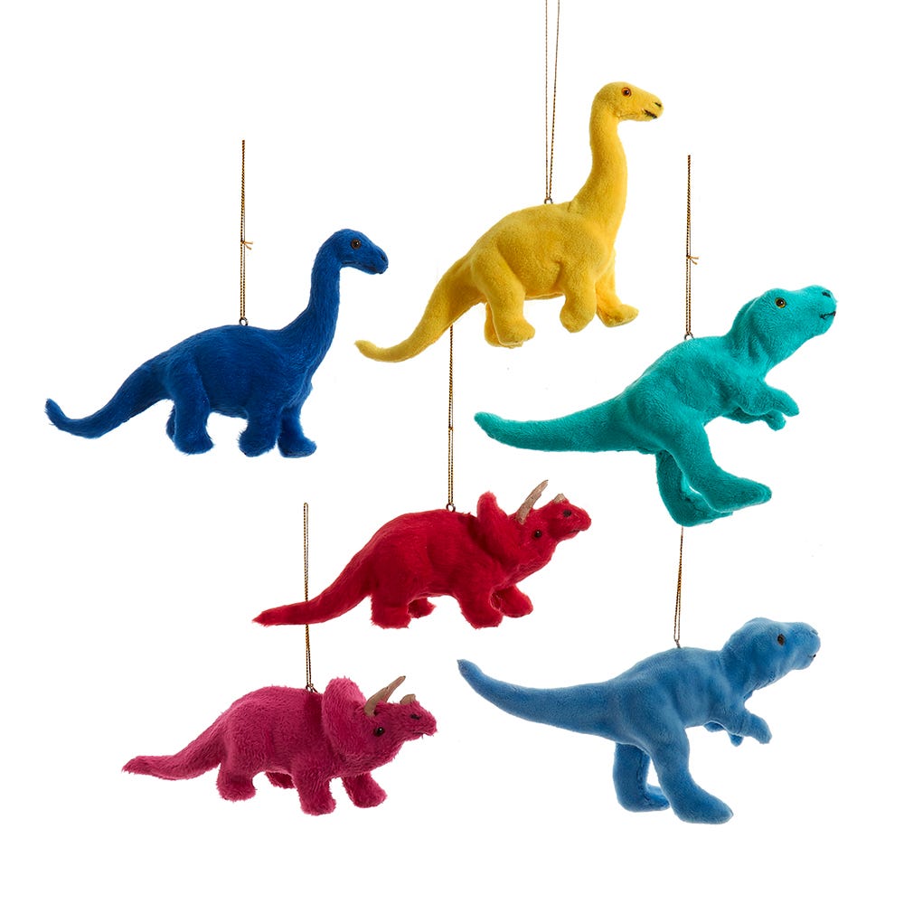 Fuzzy Colorful Dinosaur Ornament -