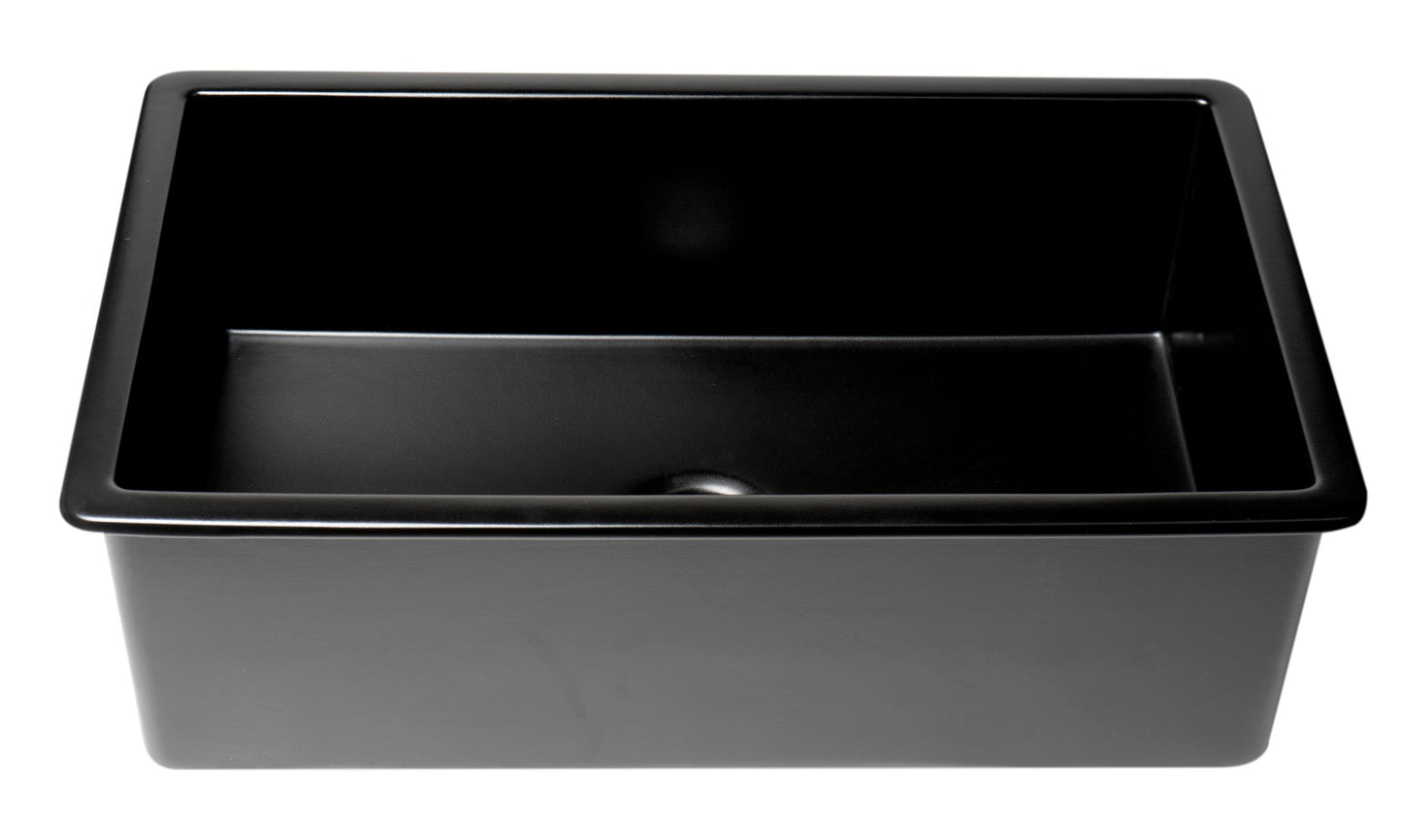 ALFI brand ABF3219SUD 32" x 19" Fireclay Single Bowl Undermount / Drop In Kitchen Sink w Grid
