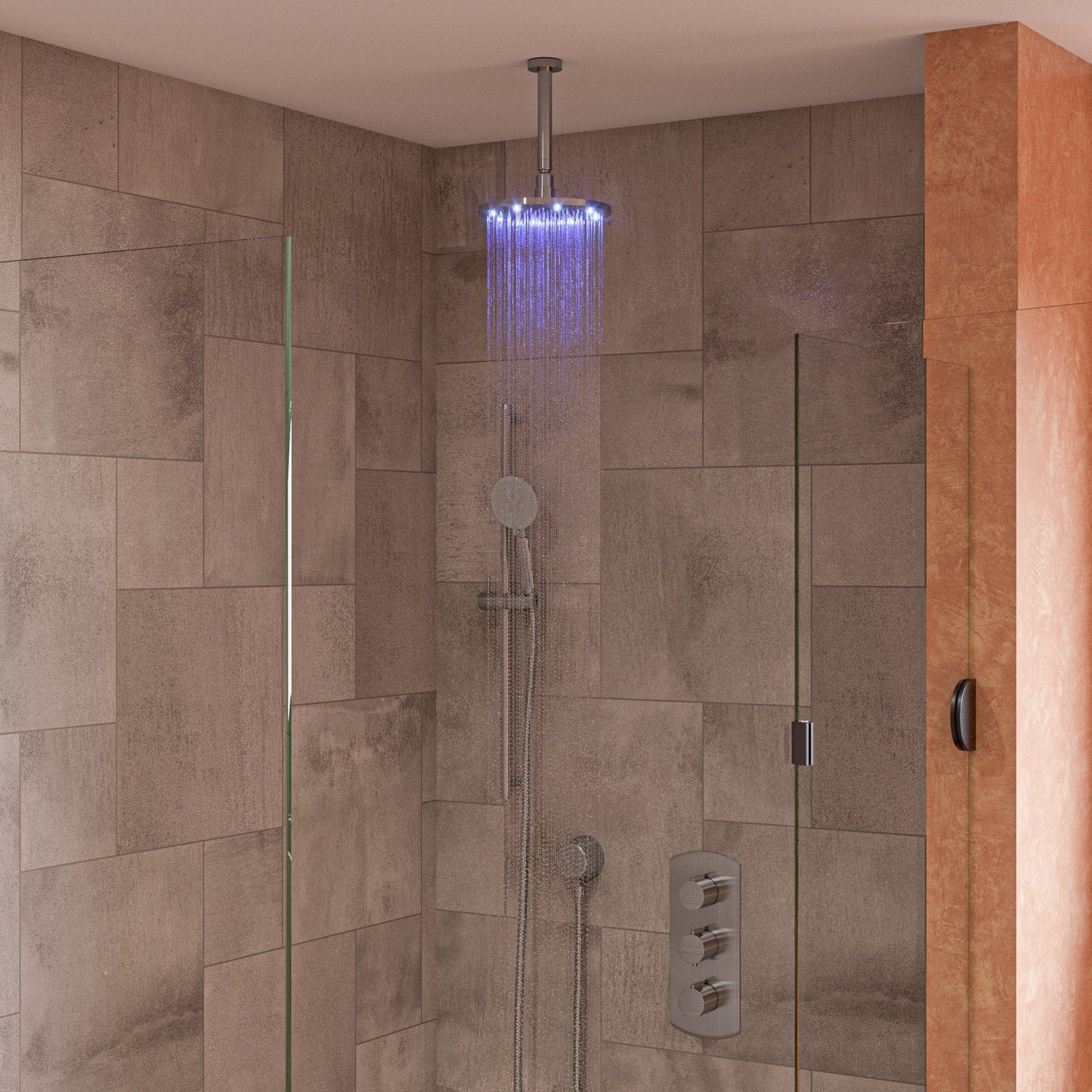 ALFI brand LED8R 8" Round Multi Color LED Rain Shower Head