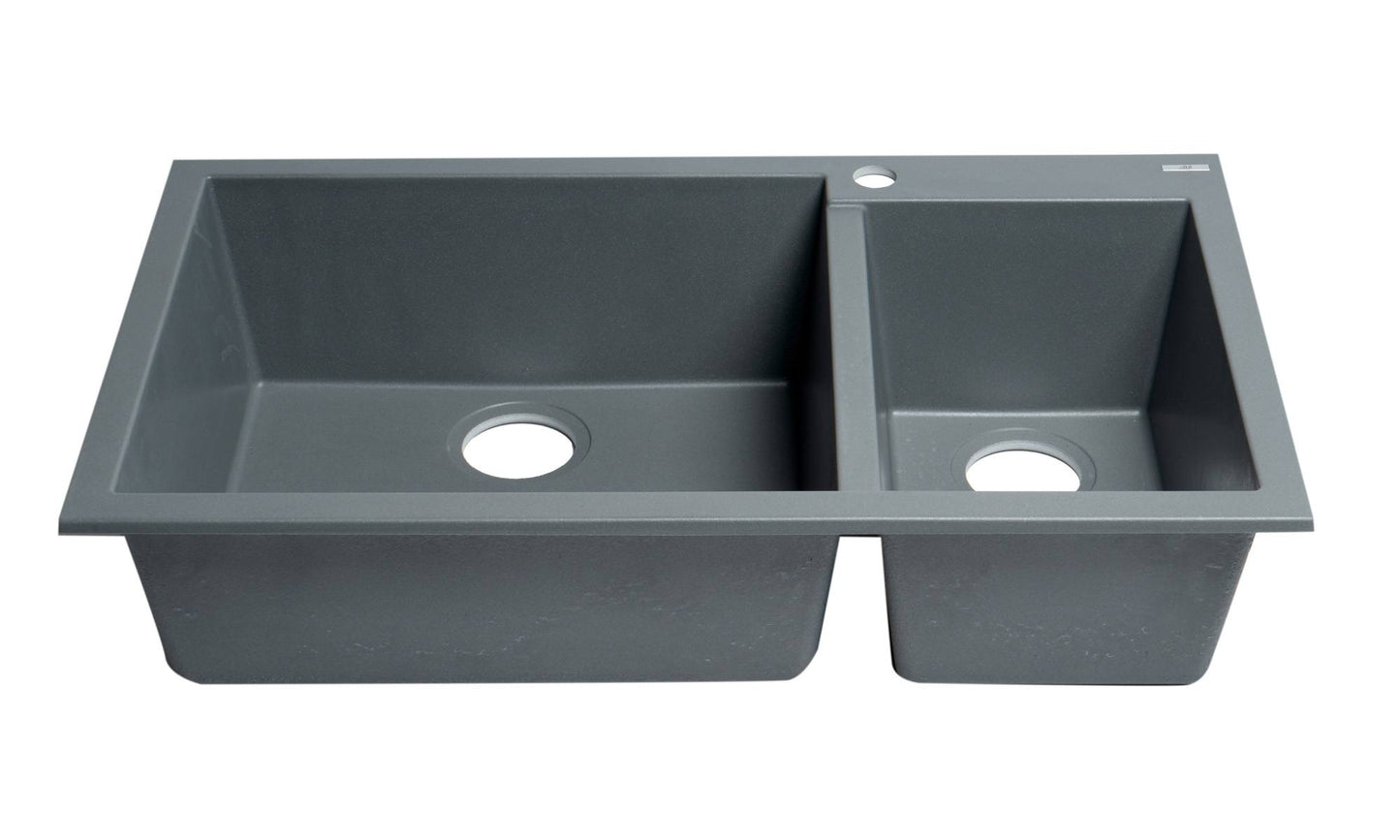 ALFI brand AB3319DI 34" Double Bowl Drop In Granite Composite Kitchen Sink