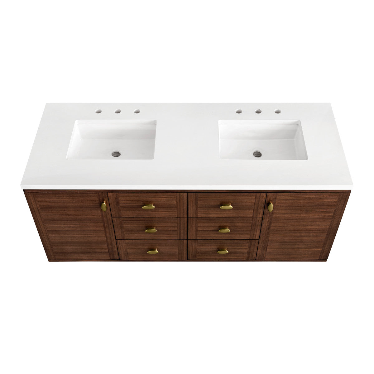 Amberly 60" Double Vanity Cabinet, Mid-Century Walnut