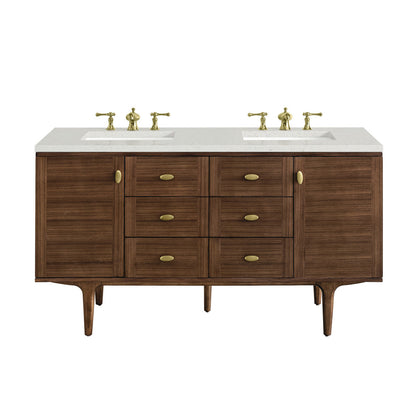 Amberly 60" Double Vanity Cabinet, Mid-Century Walnut