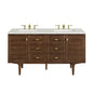 Amberly 60" Double Vanity Cabinet, Mid-Century Walnut
