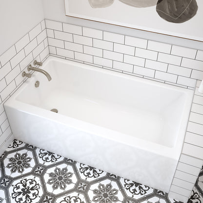 Rubix 6030 Acrylic Alcove Left-Hand Drain Bathtub in White