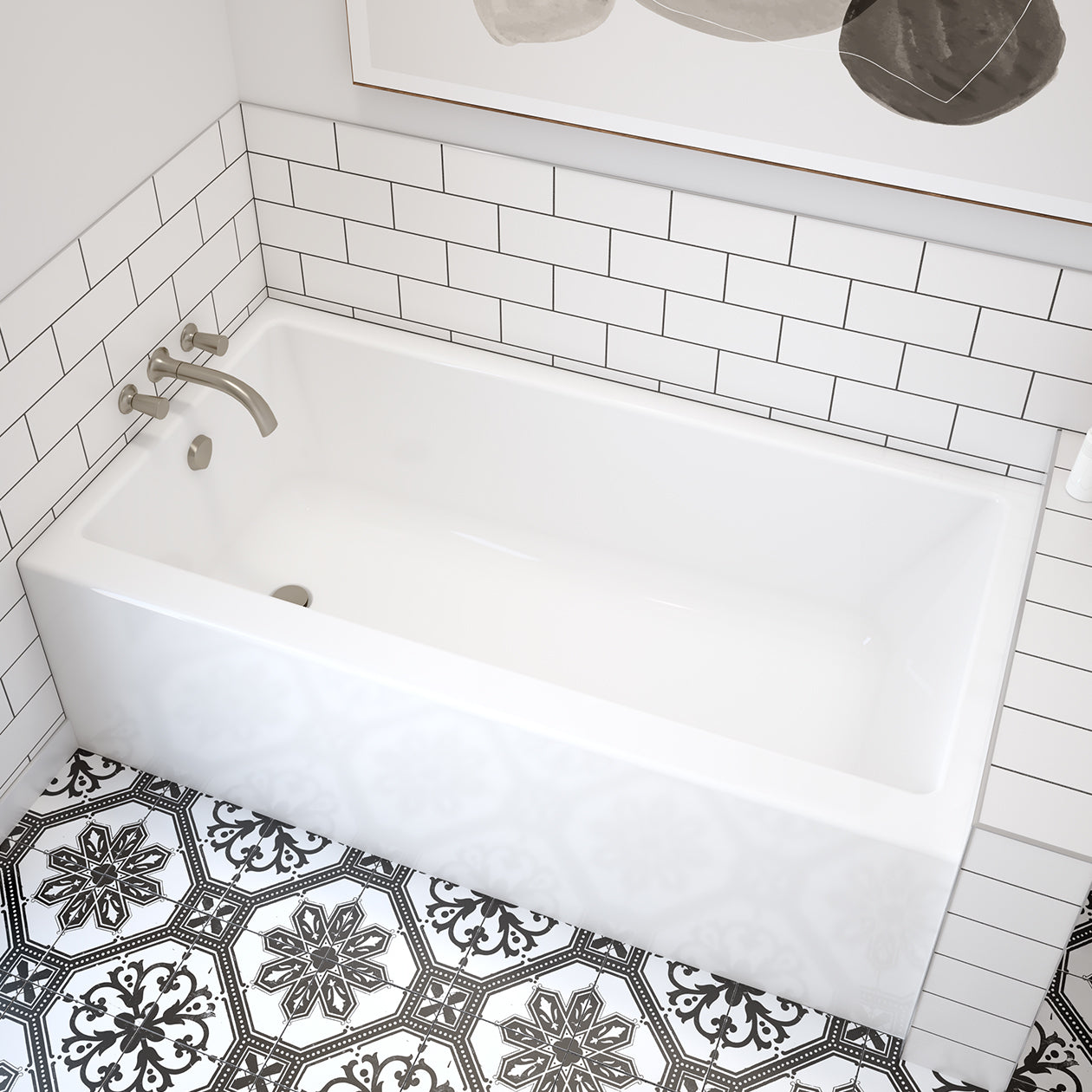 Rubix 6030 Acrylic Alcove Right-Hand Drain Bathtub in White – 59 3/4" x 30" x 18 3/8"