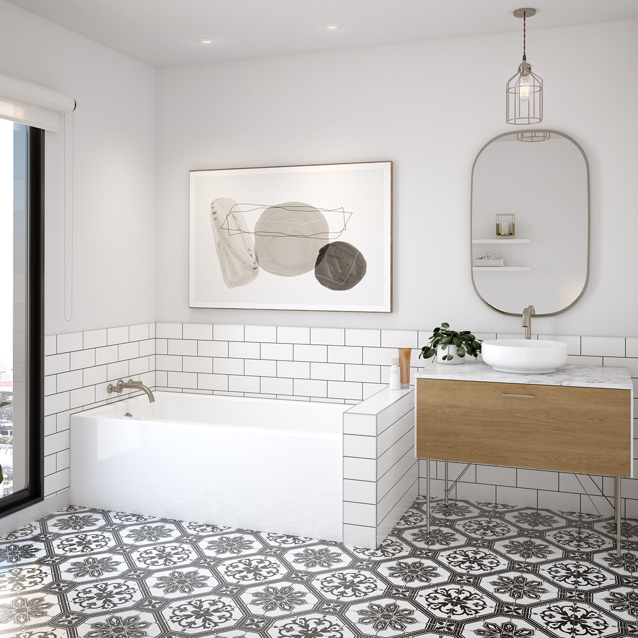 Rubix 6030 Acrylic Alcove Right-Hand Drain Bathtub in White – 59 3/4" x 30" x 18 3/8"