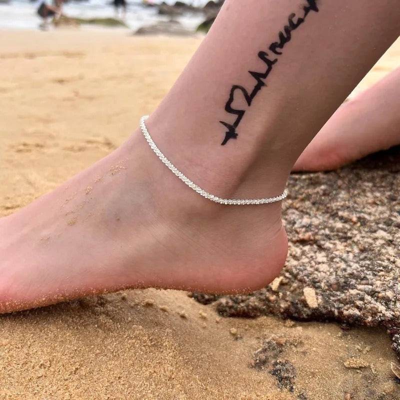 Dainty Layered Waterproof Anklet for Women - Adjustable Cross Pendant Sparkling Beach Jewelry