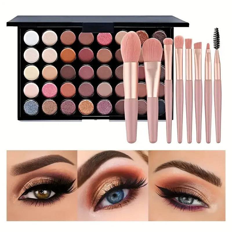 Professtional 40-Color Glitter & Matte Eyeshadow Palette – Waterproof, Long-Lasting Pressed Powder Makeup Kit for Women