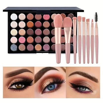 Professtional 40-Color Glitter & Matte Eyeshadow Palette – Waterproof, Long-Lasting Pressed Powder Makeup Kit for Women