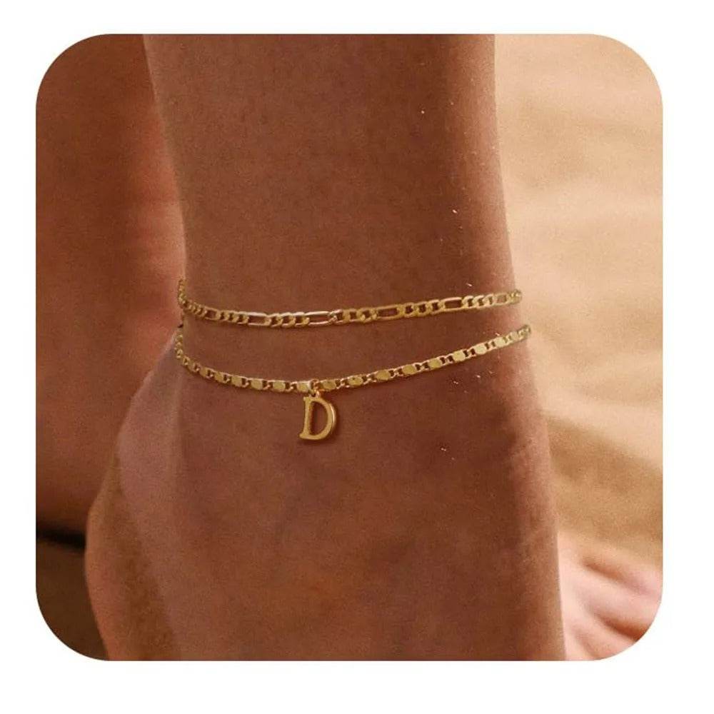 26 Letters A-Z Stainless Steel Chain Anklets For Women