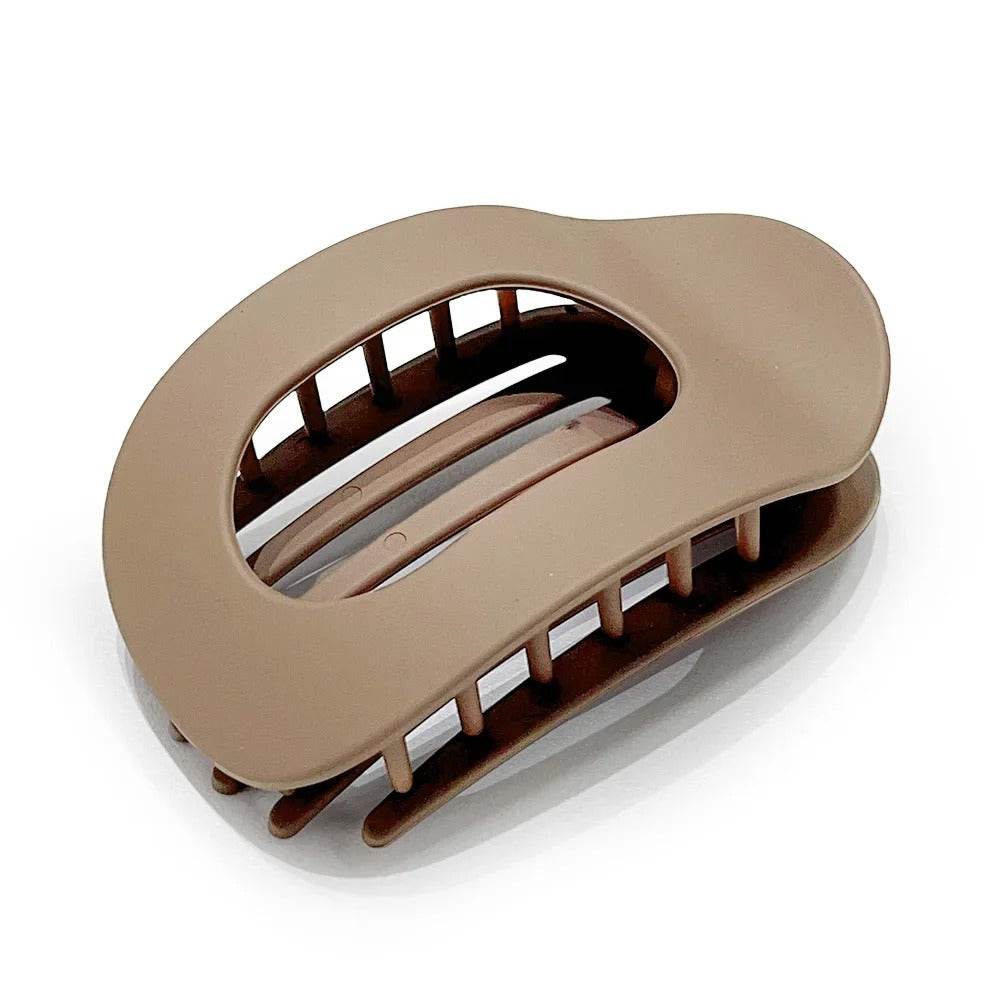 Leopard Matte Oval Hair Claw Clip – Curved Barrette for Women