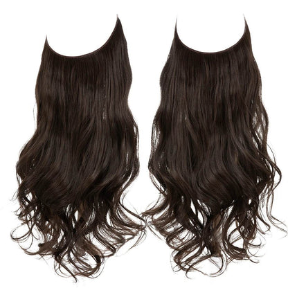 Premium Synthetic Invisible Wire Hair Extensions – Long Wavy Synthetic Hairpiece for Women, No Clips