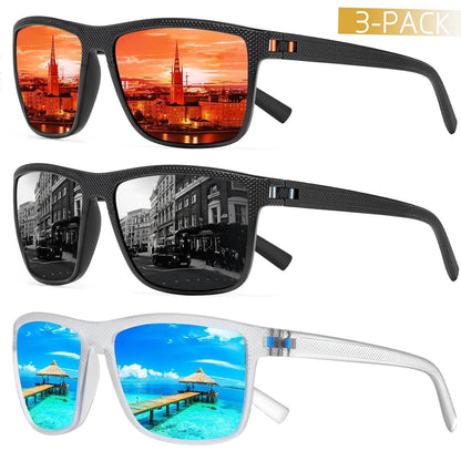 3-Pack Polarized Sunglasses – UV400 Anti-Glare Shades for Men & Women