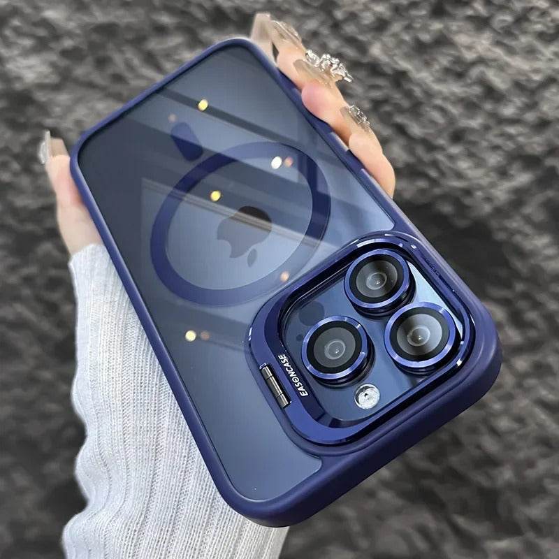 Luxury Magnetic Shockproof iPhone Case with Stand and Lens Protection