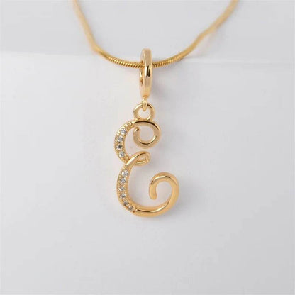 Gold Letter Pendant Necklace for Women – A-Z Alphabet Zircon Crystal Choker, Snake Chain Jewelry Gift