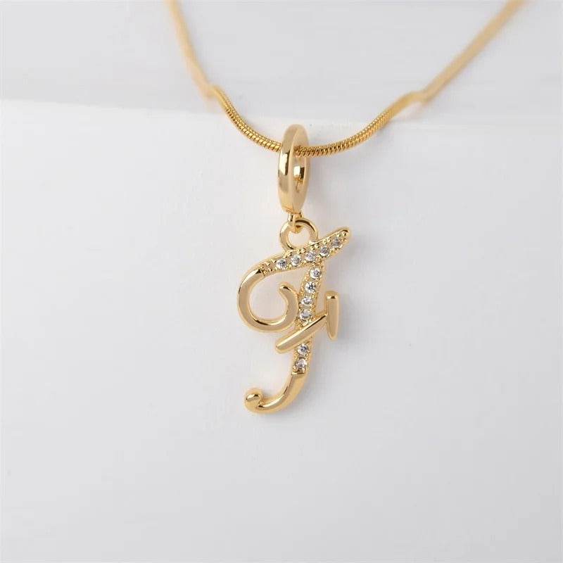 Gold Letter Pendant Necklace for Women – A-Z Alphabet Zircon Crystal Choker, Snake Chain Jewelry Gift