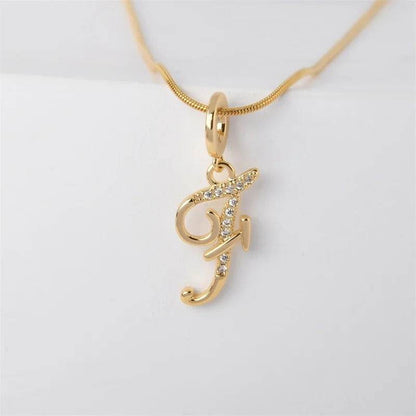 Gold Letter Pendant Necklace for Women – A-Z Alphabet Zircon Crystal Choker, Snake Chain Jewelry Gift