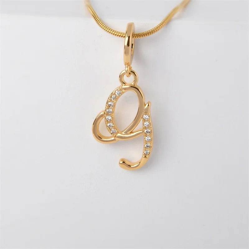 Gold Letter Pendant Necklace for Women – A-Z Alphabet Zircon Crystal Choker, Snake Chain Jewelry Gift