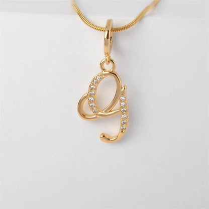 Gold Letter Pendant Necklace for Women – A-Z Alphabet Zircon Crystal Choker, Snake Chain Jewelry Gift