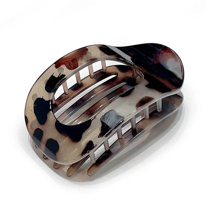Leopard Matte Oval Hair Claw Clip – Curved Barrette for Women
