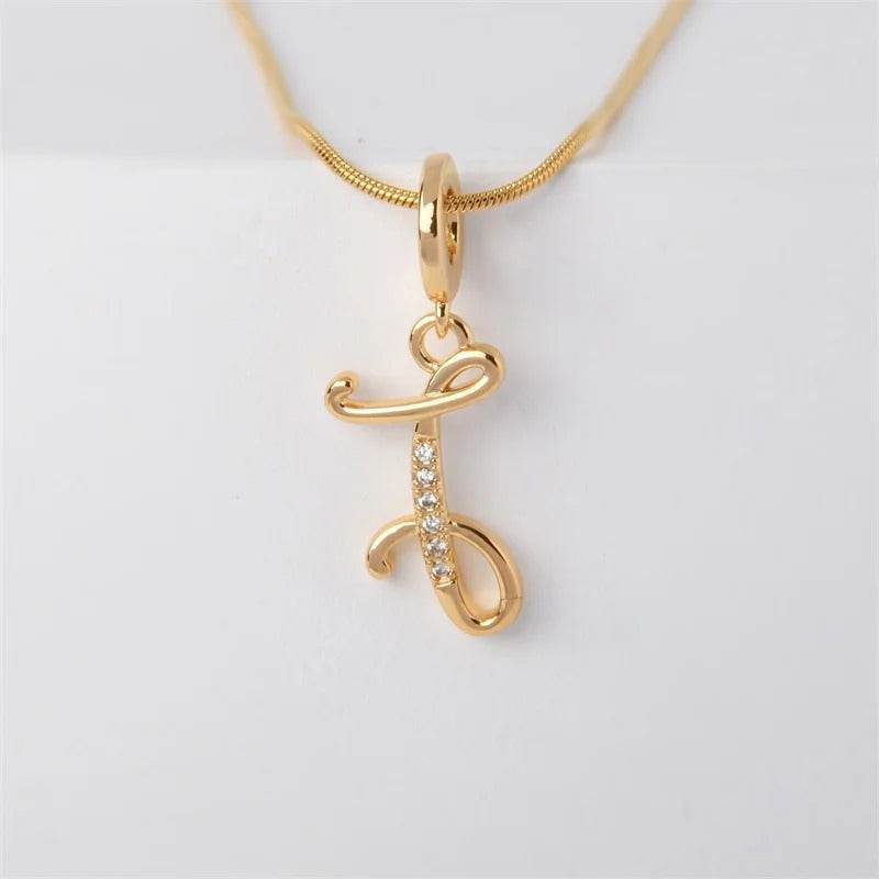 Gold Letter Pendant Necklace for Women – A-Z Alphabet Zircon Crystal Choker, Snake Chain Jewelry Gift