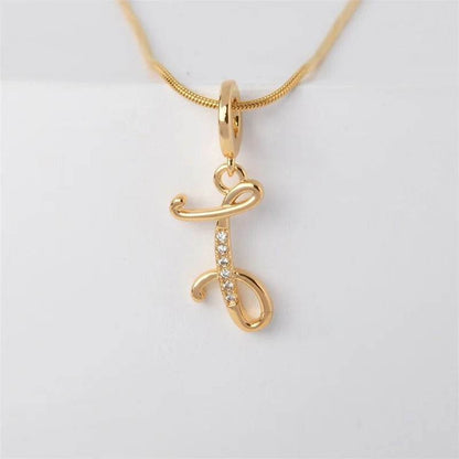 Gold Letter Pendant Necklace for Women – A-Z Alphabet Zircon Crystal Choker, Snake Chain Jewelry Gift