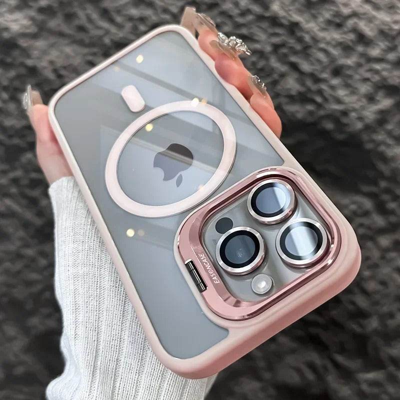 Luxury Magnetic Shockproof iPhone Case with Stand and Lens Protection