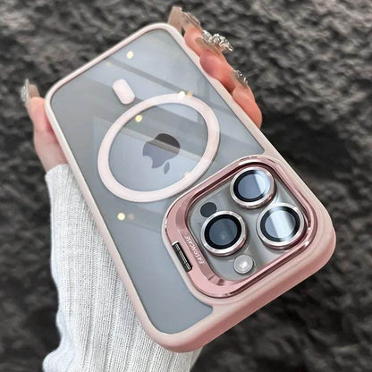 Luxury Magnetic Shockproof iPhone Case with Stand and Lens Protection