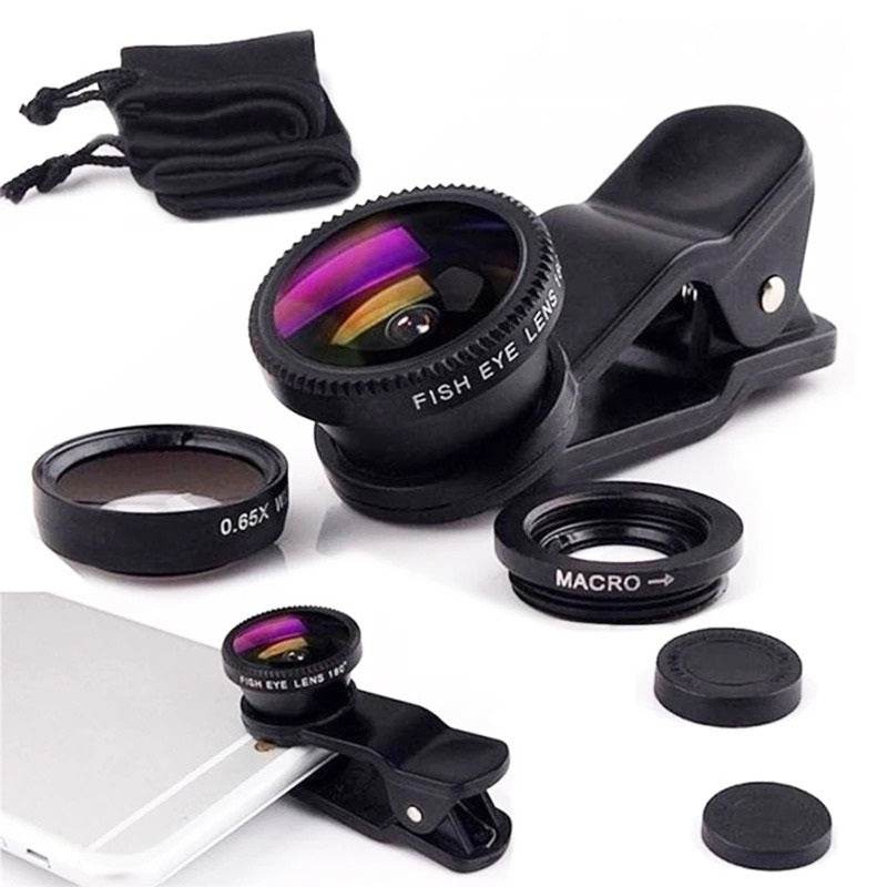 3-in-1 Smartphone Camera Lens Kit with Fisheye and Wide Angle