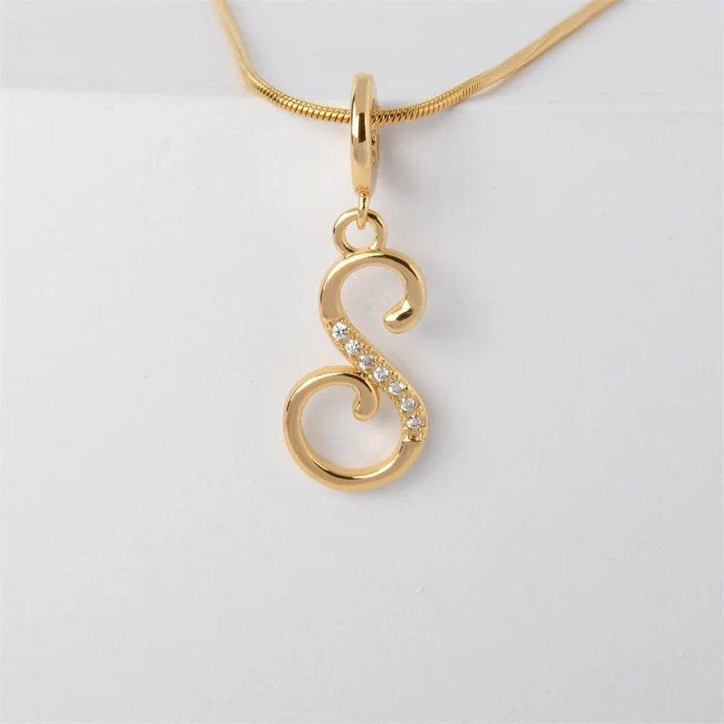 Gold Letter Pendant Necklace for Women – A-Z Alphabet Zircon Crystal Choker, Snake Chain Jewelry Gift