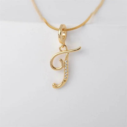 Gold Letter Pendant Necklace for Women – A-Z Alphabet Zircon Crystal Choker, Snake Chain Jewelry Gift