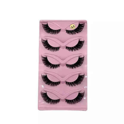 5 Pairs Cat Eye Faux Mink Lashes – Elongated, Fluffy False Eyelashes for Glam Makeup Look