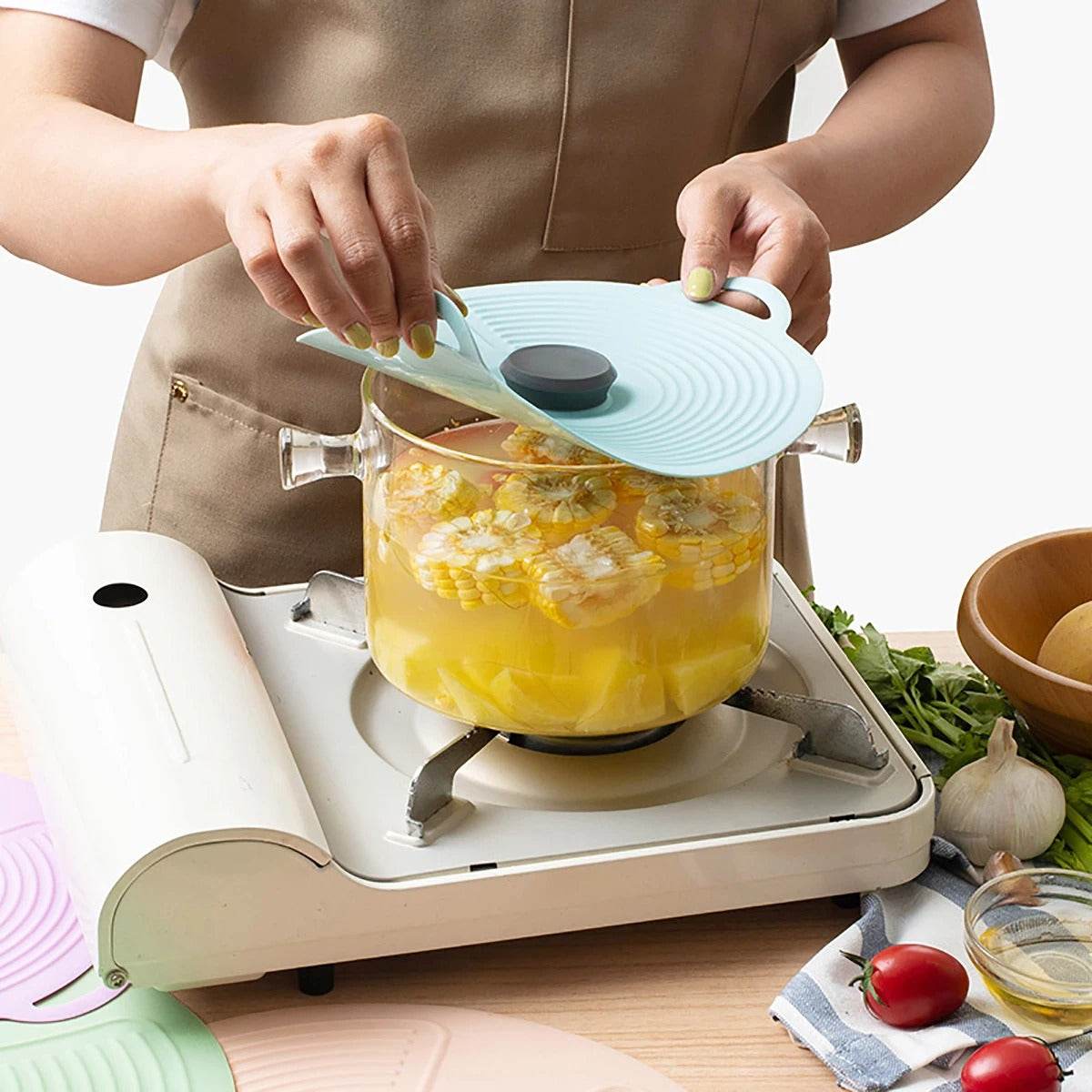 Silicone Fresh-Keeping Anti-Spill Lid – Leak-Proof, Dust-Proof, Reusable Food & Pot Cover for Kitchen Use