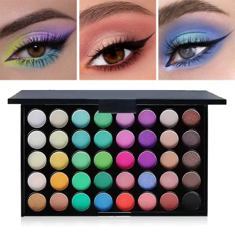 Professtional 40-Color Glitter & Matte Eyeshadow Palette – Waterproof, Long-Lasting Pressed Powder Makeup Kit for Women