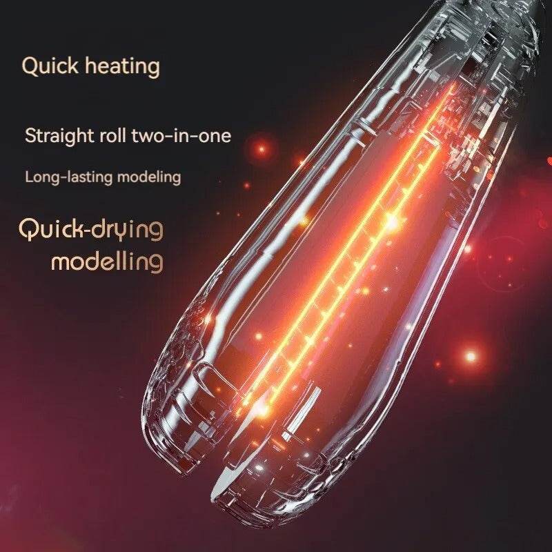 Men’s 2-in-1 Curling & Straightening Iron – Mini Electric Hair Styler for Volume, Fluffy Look & Straight Hai