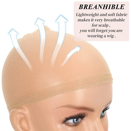 2PCS HD Transparent Wig Caps – Light Brown Nylon Lace Front for Women & Men